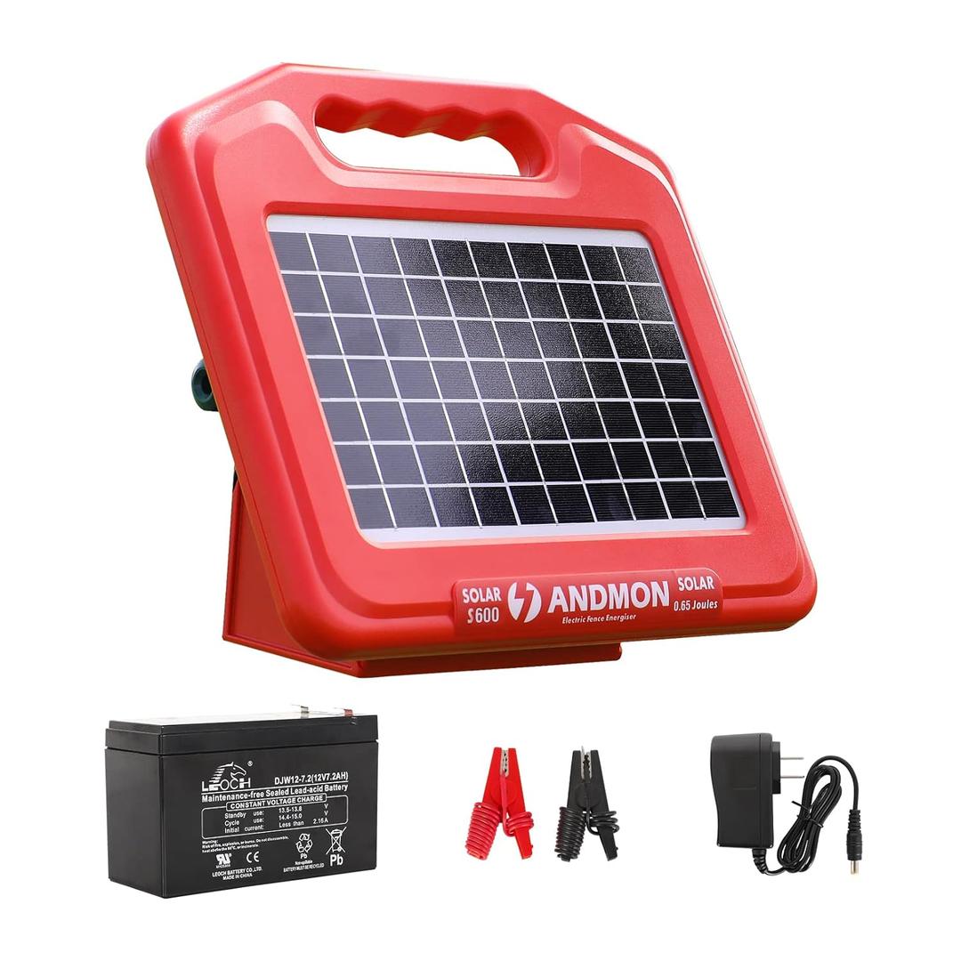 S600 Solar Electric Fence Charger - 35 Mile Range, 0.65 Joules Powerful Solar Fence Charger, Ideal for Livestock and Garden Protection (S600)
