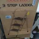 3 Step Ladder, GOLYTON Folding Step Stool with Anti-Slip Wide Pedal & Convenient Handgrip, 500lbs Capacity Steel Ladder for Household and Office, Grey