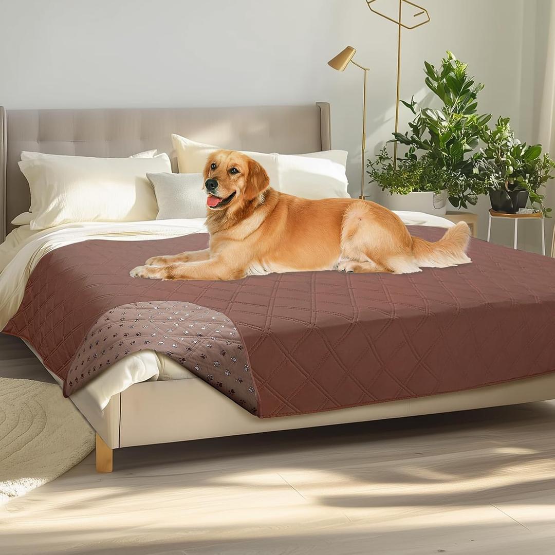 Luciphia 100% Waterproof Couch Cover Blanket for Dogs Anti-Slip Pet Couch Protector Sofa Mat Puppy Cat Blanket with Non-Slip Bottom, Coffee Brown, 68x82 Inch