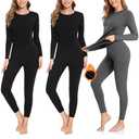 SIMIYA Thermal Underwear Set for Women Long Johns with Fleece Lined Long Sleeves Base Layer Set Top Bottom XS