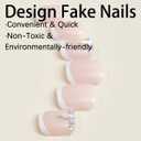 French Tip Press On Toenails - Square, Rhinestone, Glue On, Nude, Short, False, Full Cover, Glossy Acrylic - 24Pcs