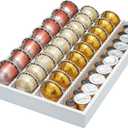 MinBoo Bamboo Coffee Pod Storage Holder Drawer Insert for Counter Compatible with Vertuoline Capsules for Kitchen, Home, Office, Coffee Station,white