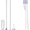 YOTIME Standing Straw Cleaner Brush Set, 4in1 Reusable Straw Brushes with Holder Ring, for Wide and Narrow Straws, Tumblers, Water Bottles and Cups, Purple