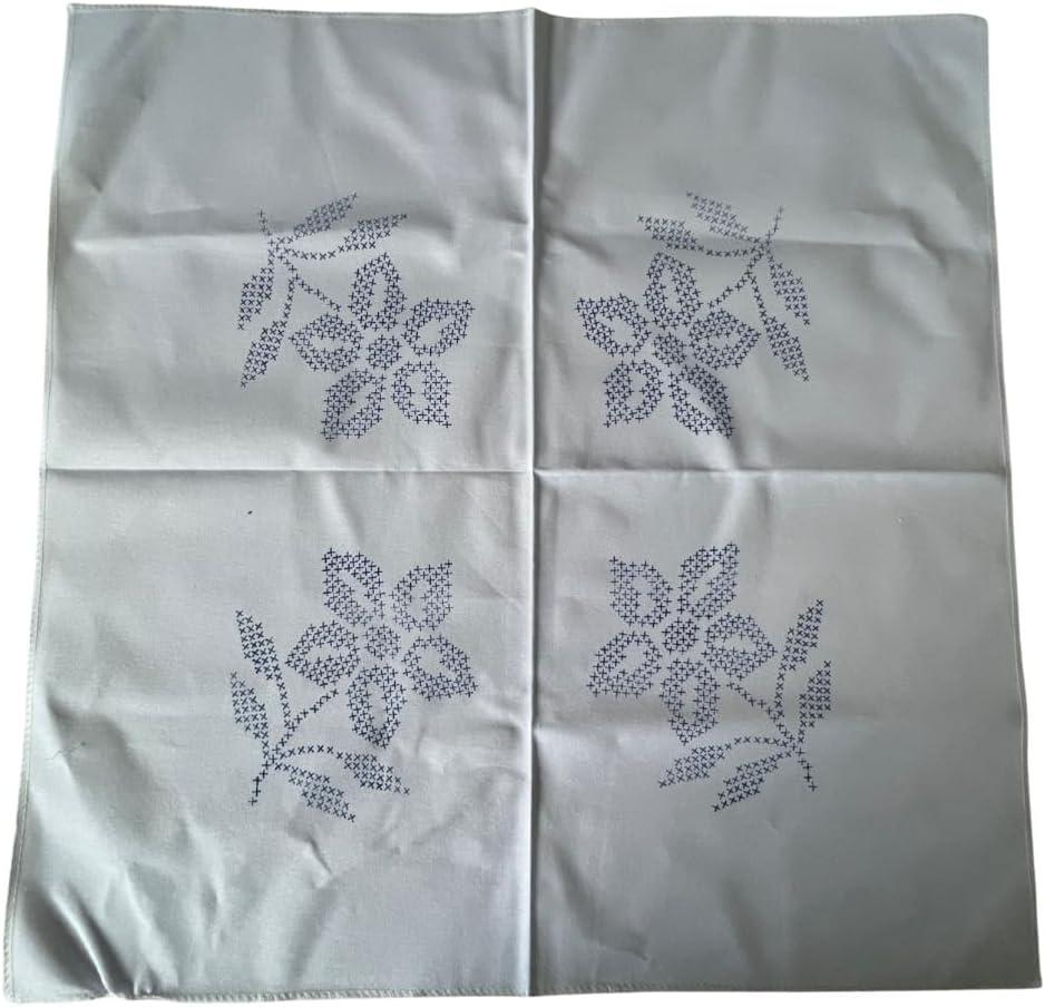 3 x Mexican Embroidery Napkins, Set of 4, 70 cm x 70 cm (27 in x 27 in), Gabardine Fabric, Assorted Designs, DIY Embroidery (Cross Stitch 27 in)
