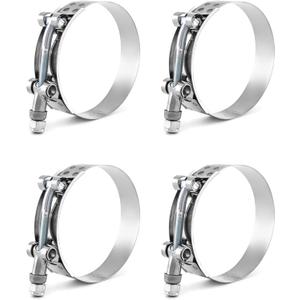QWORK T-Bolt Hose Clamp 7684mm Range  Fits 3.0" OD Silicone Hoses for Turbo, Intake & Radiator Systems, 4 Pack