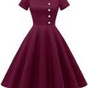 Wedtrend Women's 1950s Vintage Audrey Hepburn Style Cocktail Swing Dresses M