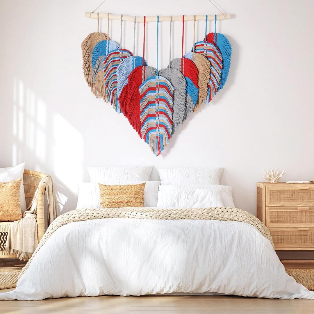 Amestrina Boho Tapestry for Bedroom, Boho Wall Decor for Bedroom, Large Wall Art for Living Room, Macrame Wall HangingWall Tapestry for Living Room (Red)