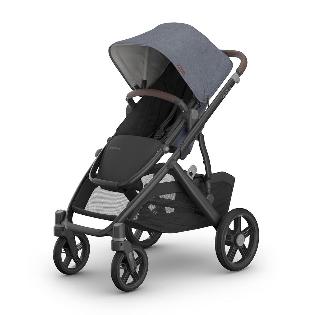 UPPAbaby Vista V3 Convertible Single-to-Double Stroller for Baby & Toddler, 30+ Configurations, Car Seat Compatible, All-Wheel Suspension, XL Basket Julian (Dusty Blue Mlange/Carbon Frame)