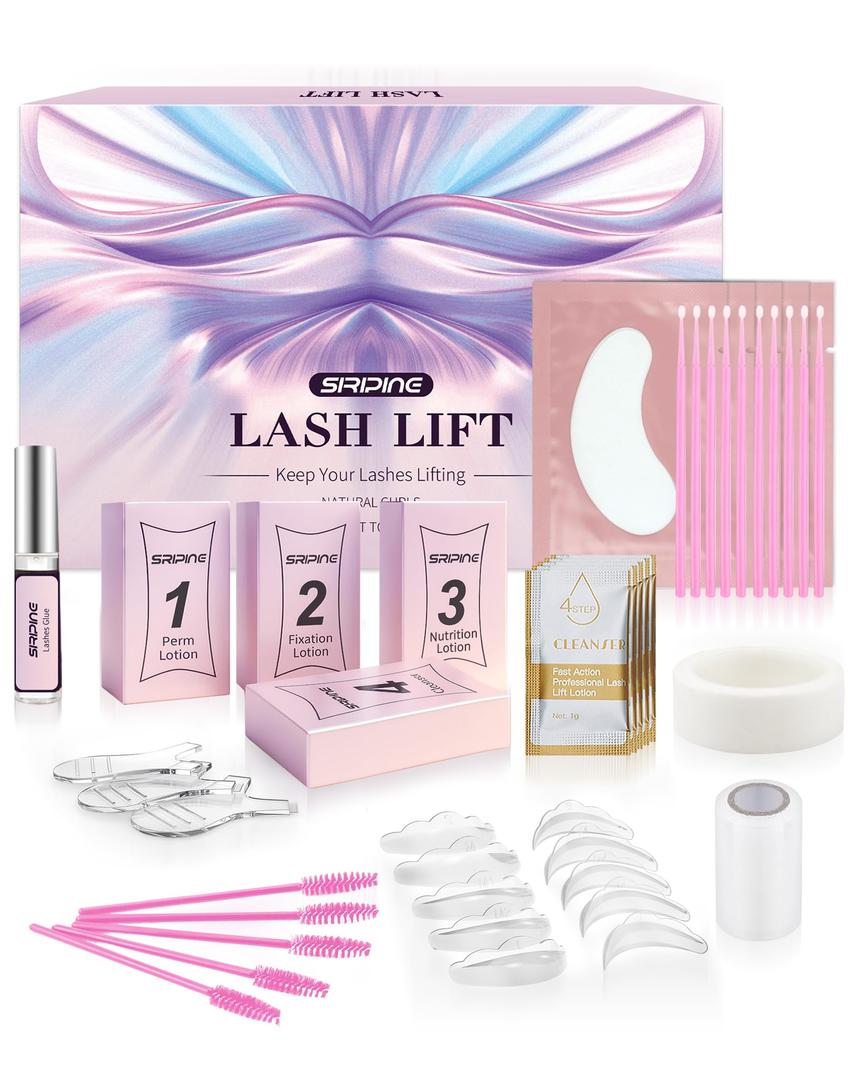 Lash Lift Kit, Eyelash Perm Kit, 5 Sets Lash Perm Kit Eyelash Lift Kit, Eyebrow Lamination Easy for Beginner, Professional Eyelash Curling Lash Extension Set, Home Achieve Semi-Permanent Curling