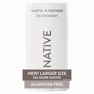 Native Aluminum Free Deodorant, Santal & Leather, Large Size Stick, 72 Hour Odor Control, for Women & Men, Contains Naturally Derived Ingredients, 3.1 oz