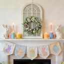 Easter Wreaths for Front Door, 20 inch Easter Door Wreath Decorations with Eggs Lambs Ear Leaves, Artificial Spring Wreath with Hydrangeas Flowers for Home Wall Window Farmhouse Decor