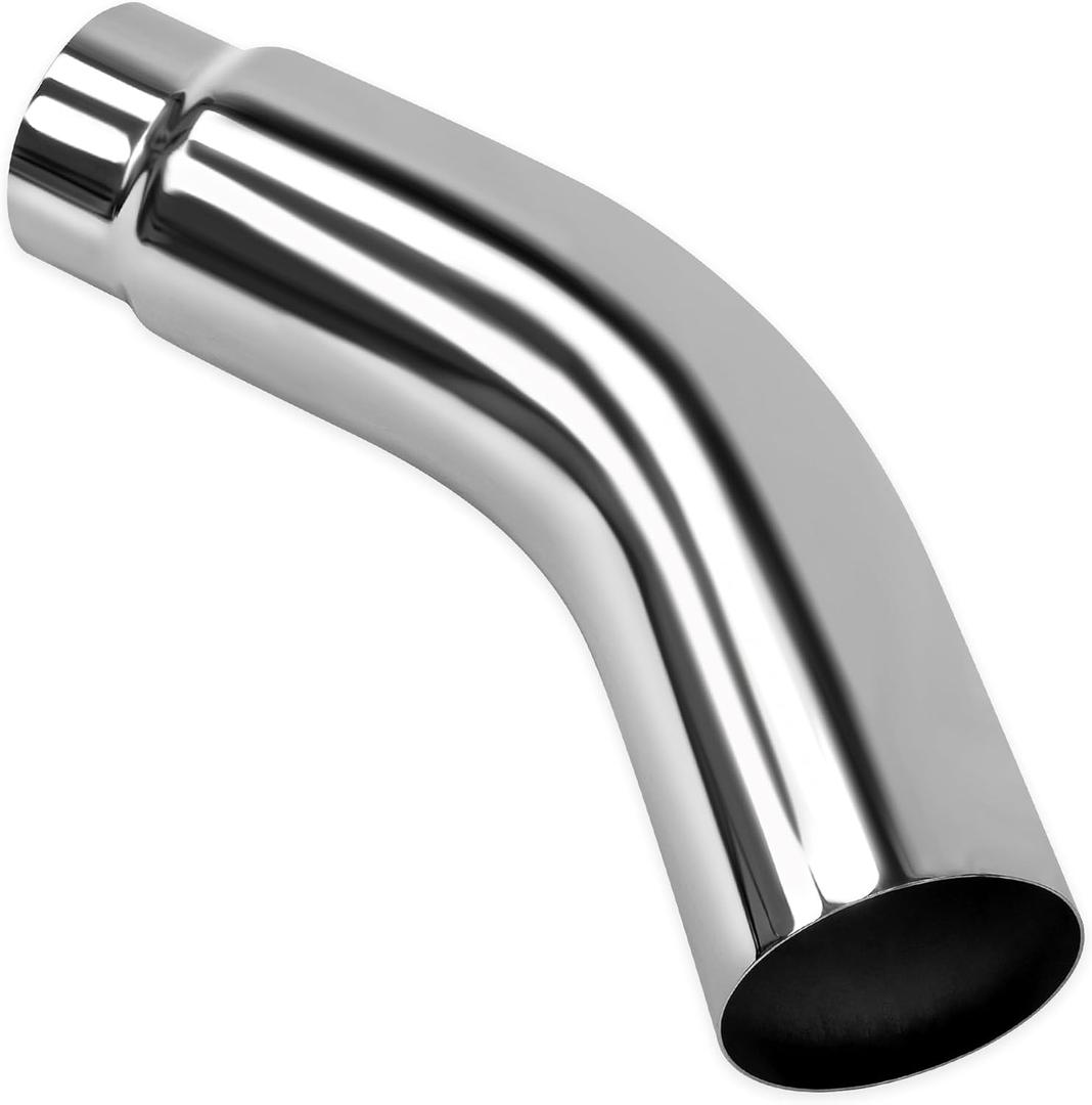JY PERFORMANCE 4 Inch (ID) Diesel Exhaust Tip Elbow Tip 4'' Inlet 5'' Outlet 23'' Long Chrome Turndown Exhaust Tip