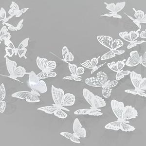 Ewong 3D Butterfly Wall Decor 72Pcs, 10 Styles Black White PVC Butterfly Theme Decoration Birthday Party Cake Wall Decal Removable Home Room Bedroom Bathroom Art Sticker Murals (White)