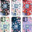 for iPhone 12 Case, Vintage Coastal Collage Pattern with Shells & Teacups, Military-Grade Drop Protection, Glossy Elegant Soft Slim TPU Protective & Camera Protection for Women Girls (SunflowerCut)