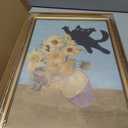 YD&YZY Black Cat Sunflower Wall Art 16x24 inch Gold Framed