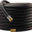 Wiseflow Garden Hose 150FT x 3/4", Heavy Duty Rubber Hose, Water Hose with Five Layered Braiding, Male Female Fittings, 1200PSI Burst, 300PSI Working for Yard, Car Wash, Pets (Black)
