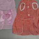 2 Pieces Dog Dress Princess Stripe Pet Dresses for Small Dogs Cute Bowknot Dog Summer Clothes for Dogs Cats Pets Puppy Chihuahua Yorkies (Red+Pink) S