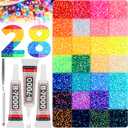 36000Pcs White AB Rhinestones for Bedazzling Crafting, Iridescent Gems Diamond Crystal Bedazzle Kit, Resin Flatback Rhine Stone Jewel Flat Back 2-6MM and b 7000 Glue for Crafts Clothing Clothes Shoes