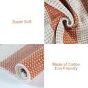 OJIA Front Door Rugs Washable 3'x5' Rug Outdoor Door Mat Entryway Rugs Striped Indoor Outdoor Rugs Cotton Woven Checkered Doormats Entrance Rug for Patio Porch Decor (Orange/White/Tan)