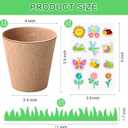 72 Pcs 4 Inch Garden Paper Pot Craft Kit Spring Crafts Bulk Including Round Paper Mache Pots Adhesive Foam Sticker EVA Grass Sticker Mother's Day DIY Planting Growing Garden Kit