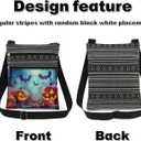 Halloween Night Adjustable Strap Crossbody Bag Glowing Jack-O-Lantern with Moonlit Forest and Bats Print for Adult Messenger Bag Halloween Party or Birthday Celebration Gift for Friend