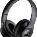 X5 Rechargeable & Portable FM Radio Headphones with Best Reception,LED Display,Soft Ear Muffs, FM Headset Radio Receiver for Meeting, Works, Hiking, Jogging (Black)