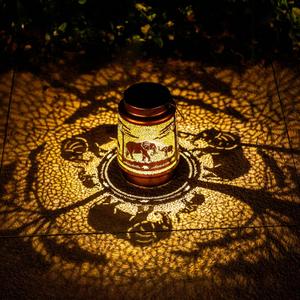 Elephant Solar Lanterns Outdoor Waterproof Hanging Solar Lights Elephant Gifts for Women Men Metal Decorative LED Lanterns for Yard, Patio, Lawn, Tabletop, Pathway, Landscape, Garden Decor