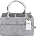 Parker Baby Diaper Caddy - Nursery Storage Bin and Car Organizer for Diapers and Baby Wipes - Gray, Regular