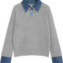 Womens Oversized Sweater Cozy Chunky Long Sleeve Mock Turtleneck V Neck Button Down Denim Polo Pullover Tunic Sweaters (X-Large)