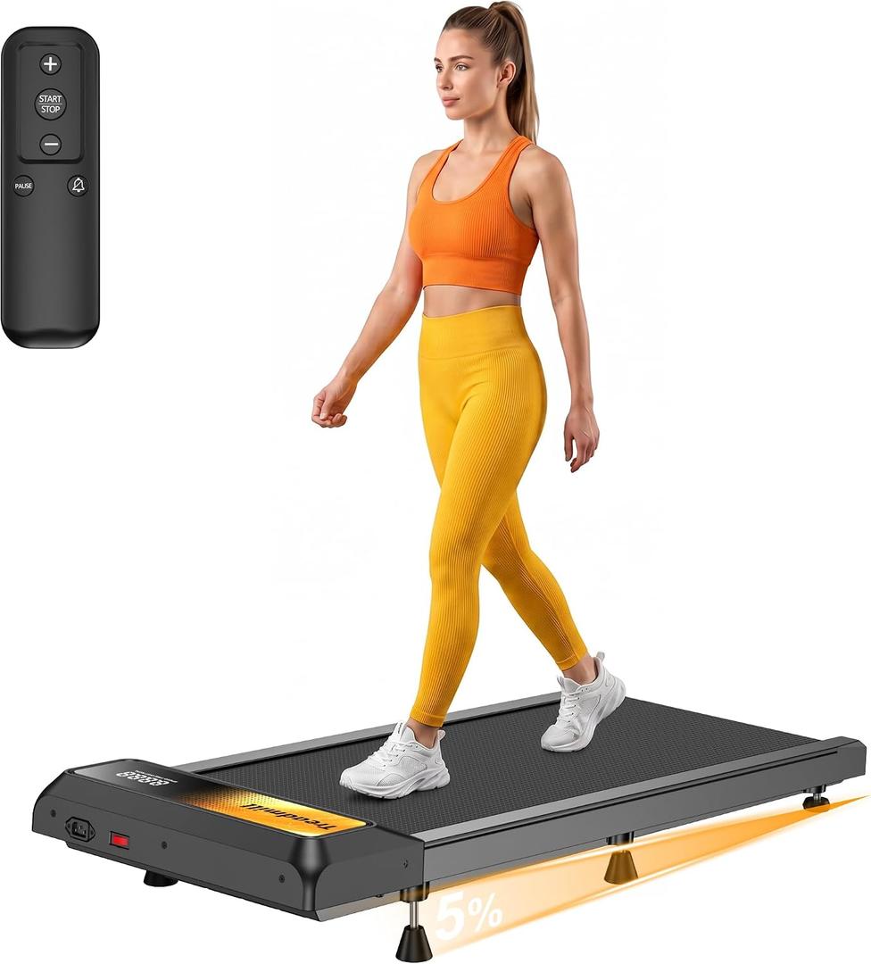 Walking Treadmill Pad Under-Desk with Incline - 2.5HP Home Running Pad LED Display Exercise Machine with Remote Control (Gold)