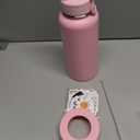 [2-IN-1 LID] Insulated Water Bottle with Silicone Boot (36hrs Cold/18hrs Hot) - DIY Stickers, Leakproof, BPA Free, 32 oz (Pink)