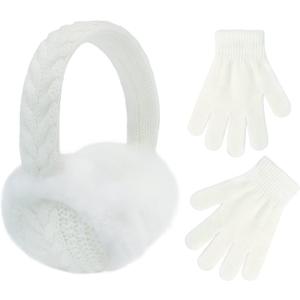 POXIMI Baby Warm Earmuffs Kid Magic Gloves Girl Soft Plush Ear Muffs Toddler Knit Mittens for Boy Winter Ear Warmer Set