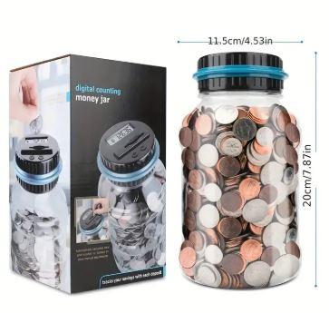 Digital Counting Money Jar, Digital Coin Counter with LCD Display Large Capacity Money Saving Box for Kids Adults as Gift on Christmas,Birthday