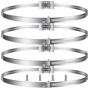 Oudain 4 Pack Sign Mounting Bracket for Larger Adjustable Pole Clamp Road Street Sign Band Clip 4 to 15" Metal Street Mounting Hardware Propane Tank Bracket for Round Square Telephone Pole Rod