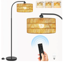 Brilvibera Rattan Floor Lamp- Boho Floor Lamp for Living Room, Rattan Standing Lamps with Dimmable Bulb, Adjustable Rattan Lamp Shades Bohemian Over Couch Lamps for Bedroom, Office