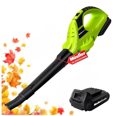 Mueller UltraStorm Cordless Leaf Blower, 20 V Powerful Motor, Electric Leaf Blower for Lawn Care, Battery Powered Leaf Blower Lightweight for Snow Blowing (Battery & Charger Included) Green 5 Pack
