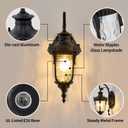 17" Black Vintage Outdoor Wall Sconces, Waterproof Exterior Sconce Porch Lights Wall Mount Outside Wall Lantern with Hammered Glass Shade for House Front Door Garage Doorway House Yard Street