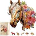 Wooden Puzzle for Adults, Wooden Horse Puzzle, Wood Puzzles Adult, Birthday for Women Men, Family Puzzle Game (L-13.812.5in - 270pcs)