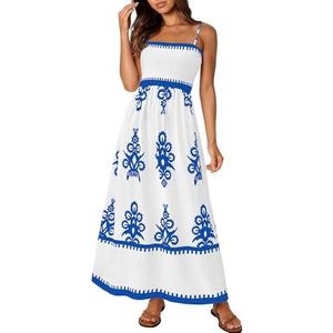 PRETTYGARDEN Summer Dress for Women 2025 Floral Sundress Spaghetti Strap Flowy Beach Vacation Boho Maxi Dresses, size -S