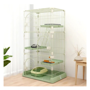 Cat Cage 3-Tier Indoor Cat Enclosure with Widen Bottom Buckle & Reinforced Locking Clamps DlY Cat Playpen for 2-3 Cats & Small Pets,30" Lx 20" W X 52.5" H (Green, Three-Tier52.5")