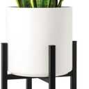 Mkono Plant Stand - EXCLUDING Plant Pot, Mid Century Modern Tall Metal Stand Indoor Flower Potted Holder, Display Rack, Fits Up to 10 Inch Planter, Black