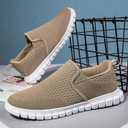 Men's Slip On Shoes Loafers Casual Sneakers for Business Walking Boat Shoes Slipper Comfy Lightweight Non-Slip (7, Khaki)