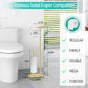FEILERN Toilet Paper Holder Stand for Bathroom Floor Standing Toilet Roll Dispenser Storages 4 Reserve Rolls, with Top Storage Shelf for Cell Phones, Wipe, Wallet and More(Gold)