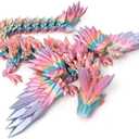 8.6 Inch 3D Printed Rainbow-Dragon with Wings Collectible Figurine for Home Office Executive Desk Decor
