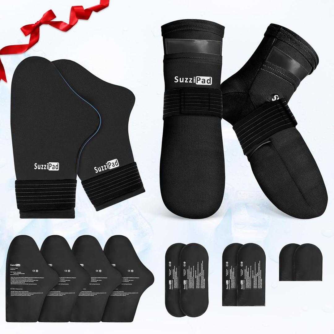 SuzziPad Cold Therapy Socks & Hand Ice Pack, Cooling Gloves for Chemotherapy, Chemo Care Package for Women and Men, L