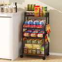 Homsorout Can Organizer for Pantry - Rolling Snack Cart, Multi-Layer Soda Can Organizer for Pantry, Mobile Beverage Storage Rack with Wheels, Versatile Metal Shelf for Kitchen and Office, Black Brown
