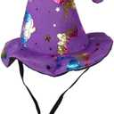 BinaryABC Halloween Pet Hat Witch Hat,Halloween Pet Costume,Cat Puppy Dog Halloween Party Costume Hat(Purple)