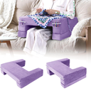 HOMBYS Adjustable Foam Crochet Pillow for Lap Support, Soft Velvet Reading & Gaming Pillow with Side Pocket and Elastic Band, Desk Pillow for Sofa, Bed & Floor, Heights for Adjusting (Purple)
