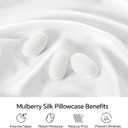 INFIIXSO Mulberry Silk Pillowcase for Hair and Skin, Silk Pillow Cases Standard Size with Hidden Zipper 20x26 Inches, Extraordinary Smooth and Soft Cooling Pillow Cases for Hot Sleepers(White, 1 Pack)