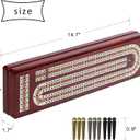 Juegoal Upgrade Wood Cribbage Board Game Set, Solid Wooden Continuous 3 Track Board with Larger Storage Area, 9 Metal Pegs and 2 Decks of Playing Cards, Travel Portable Cribbage Game Sets